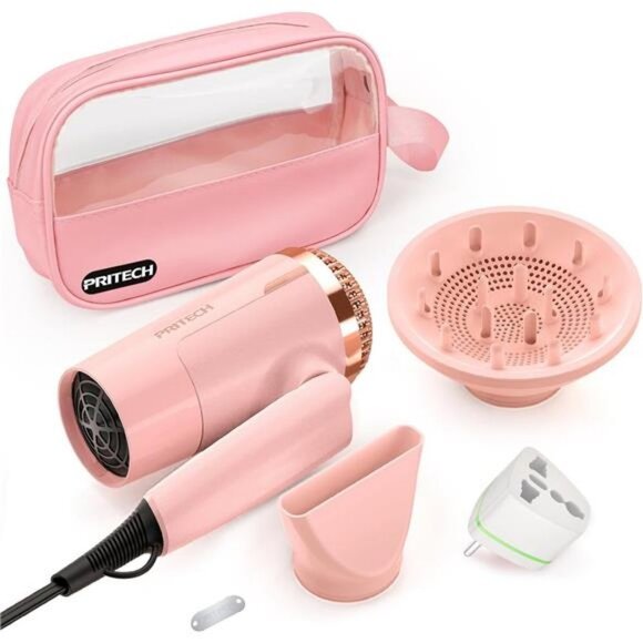 Diffuser Hair Dryer, Dual Voltage Hair Dryer, Foldable Mini Blow